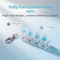 Porte-clés clavier mécanique en plastique lumineux haute transparence, jouet anti-stress carré avec 4 touches