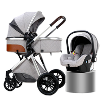 Poussette pour bébé de luxe à haute vue 3 en 1 Landau pour bébé facile à plier adapté aux bébés de 0 à 3 ans