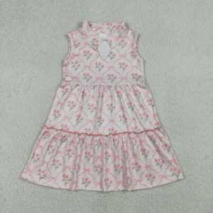 Robe d'été sans manches à volants pour petites filles, imprimé floral, style boutique RTS, vente en gros de vêtements pour enfants - Product Image 3