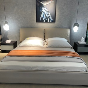 เตียงโรงแรมเตียงหนังสไตล์อิตาลีหรูหราเก็บของใช้ในบ้านเฟอร์นิเจอร์ห้องนอน - Product Image 2