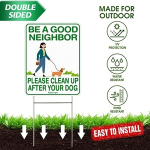 Panneau de jardin double face Faittoo « Nettoyez après votre chien » avec piquet en H, taille et couleur personnalisables - Product Image 4