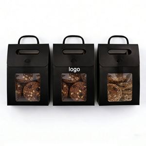 Factory Direct Customizable Black <b>Paper</b> Bakery Box With Window & Handle Food-Safe Ideal for Cookie & Dessert Packaging - Product Image 2