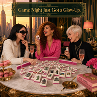 Ensemble de mahjong américain de luxe JOYF, 160 tuiles gravées à dos rose sur le thème de New York, boîte cadeau OEM pour la vente en gros et l'étiquetage privé