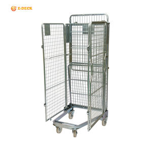 नेस्टेबल पोर्टेबल मेटल लॉजिस्टिक नेस्टिंग 4 साइड लॉन्ड्री ट्रॉली कार्ट - Product Image 2