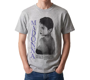 Summer Loose American-style Trendy Short-Sleeve <strong>T</strong>-<strong>Shirt</strong> with Washed Distressed Finish &amp; Classic <strong>MADONNA</strong> Logo Print - Product Image 5