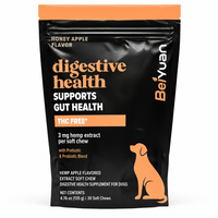 Friandises à mâcher pour la santé digestive avec mélange prébiotique et probiotique, sans THC, extrait de chanvre 3 mg, saveur miel et pomme pour chiens (30 friandises)