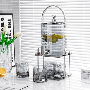 Carafe à eau en verre avec robinet, grande capacité, distributeur de boissons pour fruits, thé, cola, usage domestique, utilisation sur table - Product Image 1