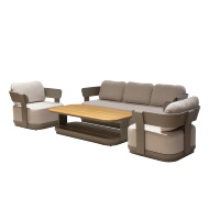 2025 luxe en aluminium teck bois Table basse ensembles Design moderne extérieur jardin Patio balcon salon canapé ensemble pour cour Villa