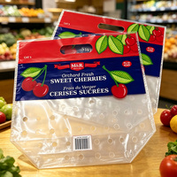 Op maat gemaakte logo ziplock zak voor diepvriesfruit, bedrukt met ademende gaten, transparante plastic fruitzak