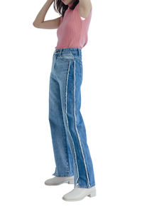 Ropa personalizada Oem Factory 100% Material de algodón Pantalones vaqueros de pierna ancha Mujeres para Otoño e Invierno - Product Image 4