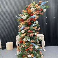 K Farm Bruiloft Gebroken Boog Bloemstuk Stofblauw Rustieke Stijl Kunstmatige Bloemstukken Hoornboog voor Bruiloft Achtergronddecoratie