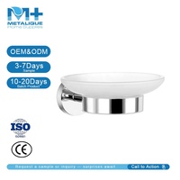 Support mural moderne et portable pour savon Metalique 50015-CR, chromé, en alliage de zinc et verre, pour hôtel, salle de sport, salle de bain et cuisine