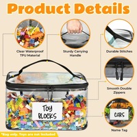 Étui de rangement étanche personnalisé avec logo OEM UIOWIO, sac de rangement transparent en PVC pour jouets, organiseur de briques de construction Lego