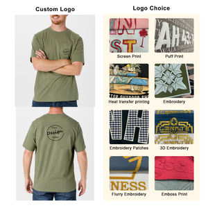 T-shirt de poche pour hommes 100% coton Jersey respirant graphique T-shirt Vintage Streetwear Logo personnalisé chemises - Product Image 2