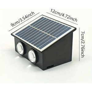 12 Hours Lighting 8 <b>Led</b> Wall-Mounted Solar Pathway <b>Lights</b> IP55 Rated Rechargeable Lithium Battery Outdoor Garden <b>Light</b> - Product Image 1