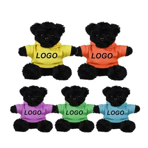 廉价批发黑色毛绒玩具熊 t恤标志促销定制可爱毛绒毛绒玩具毛绒玩具熊