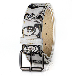 Nouvelle ceinture rétractable à boucle ardillon pour homme <span class=keywords><strong>et</strong></span> <span class=keywords><strong>femme</strong></span>, motif <span class=keywords><strong>portrait</strong></span>, tendance rétro, imprimé <span class=keywords><strong>noir</strong></span> <span class=keywords><strong>et</strong></span> <span class=keywords><strong>blanc</strong></span>, largeur 2-4 cm, 105 cm - Product Image 3