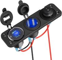 Prise de voiture double USB 12V QC 3.0 avec voltmètre numérique LED et allume-cigare, chargeur rapide avec éclairage LED