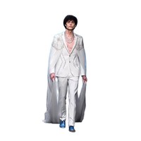 Costumes de mariage pour hommes 2 pièces Blazer Pantalon Cristaux Costume de marié Tuxedos Mode Formelle Bureau Bal Veste Costume d'affaires