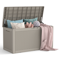 Boîte de rangement extérieure RTS 380L/100gal avec bordure pour l'organisation des meubles de jardin, des coussins et des accessoires de piscine