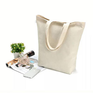 Bolsa de lona de algodón reciclable con asa larga y logotipo personalizado Impresión Lisa Carta y patrón para compras y embalaje de comestibles - Product Image 2