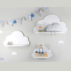 Kunden spezifische Kinderzimmer Bücherregal Kinderzimmer Holz regal Weiß Holz Wolken regale für Kinderzimmer