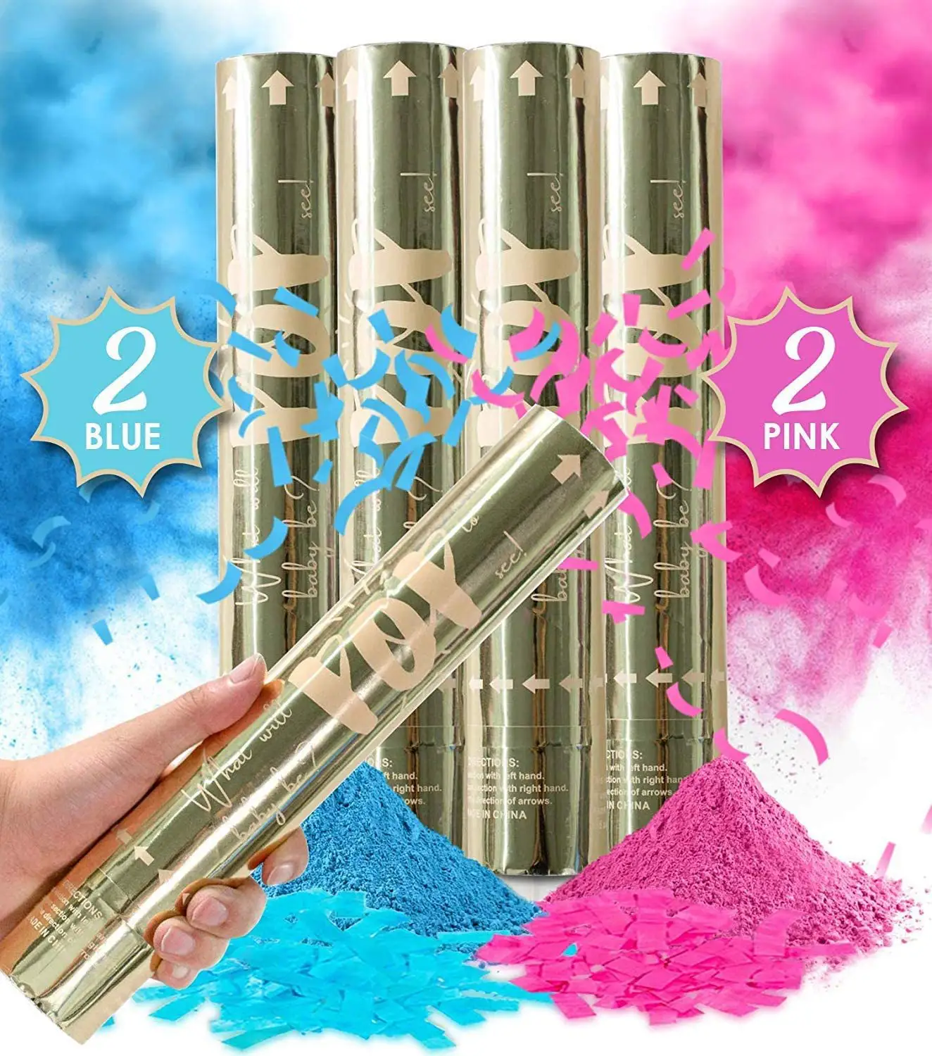 Wholesale Gender Reveal Confetti Powder Cannon Gender Reveal Party Supplies Popper Confetti Powder Baby Shower Party Supplie