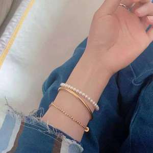 wholesale 4-5mm Freshwater Pearl Bracelet Near Round <b>Mirror</b> Luster Almost Flawless White Shiny Pearl Wrist <b>Chain</b> - Product Image 4
