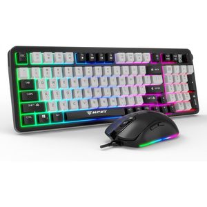 Combo clavier et souris filaire NPET, 98 touches, sensation mécanique, membrane silencieuse, 14 modes RGB, pour jeux PC, ordinateur portable, console - Product Image 1