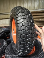 Heavy Duty 6.50-8 Inflatable Tire AssemblyOrange Iron Rim Pneumatic Wheel for Construction Hand Cart Yard Trailer