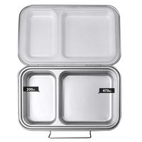 Aohea Diviseur Boîte à bento en acier inoxydable pour enfants Boîte à lunch en silicone étanche Boîte à lunch en acier à 2 compartiments