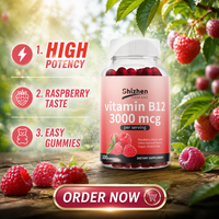 Gummies de Vitamine B12 Haute Puissance 3000mcg Saveur Framboise Végétaliennes Sans Gluten OEM ODM – Emballage Scellé de Sécurité