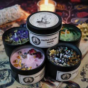 Bougie parfumée à base de plantes anciennes originales pour la cristalothérapie, l'aromathérapie aux herbes, l'énergie, la sauge, la richesse et l'atmosphère - Product Image 3