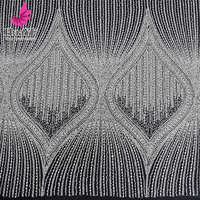 HY3262 Nouvelle Arrivée Tissu de Mariée Brillant en Dentelle Broderie Française à Paillettes avec Longues Perles et Nacre