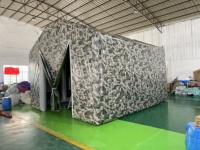 Tente de camping gonflable portable pour 10 personnes, avec auvent camouflage en PVC d'origine, imperméable et pare-soleil, pour l'extérieur