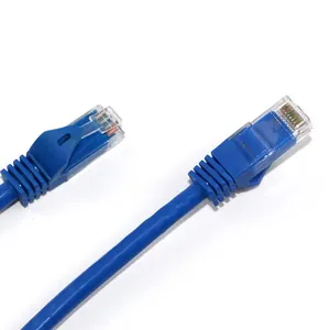 Kabel ethernet tersedia CAT6 26AWG warna biru, kabel jaringan PVC tembaga UTP 5 kaki RJ45