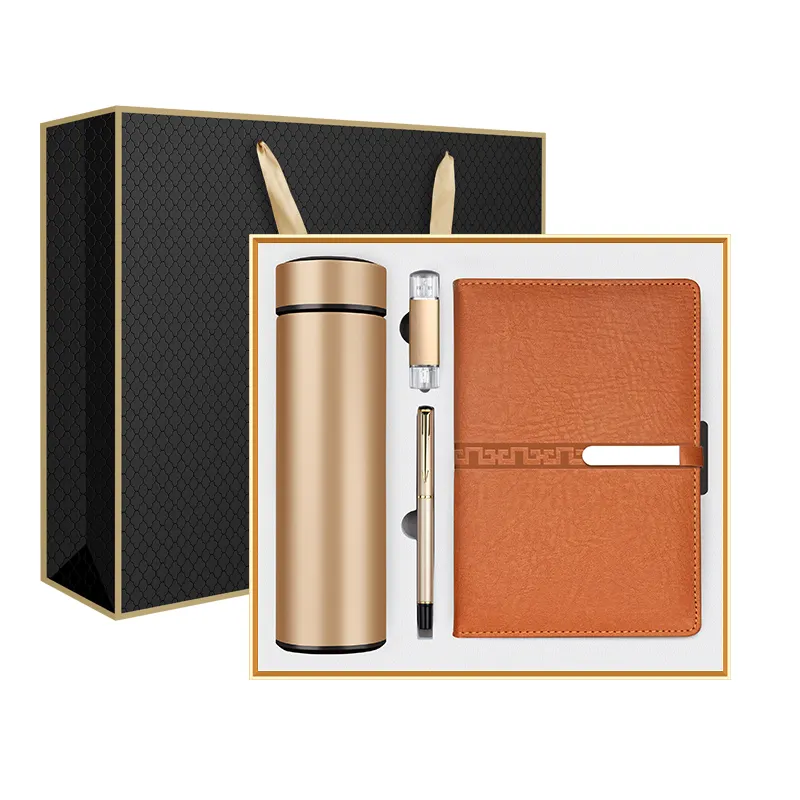 Paket hadiah promosi perusahaan pribadi, set hadiah promosi kustom, pena flash drive usb notebook A5