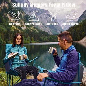 Almohada de viaje de espuma viscoelástica Premium refrigeración pequeña almohada de mochilero para acampar transpirable para un sueño cómodo al aire libre - Product Image 5