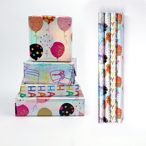 Jude Factory Wholesale Premium Coated Birthday Gift Wrapping Paper 43*300 cm Rainbow Paper Gift Wrap or Custom Print Design