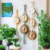 Nordique Boho luxe macramé tapisserie chapeau cintre coton suspendu casquette organisateur présentoir pour écharpes et chapeaux stockage mural