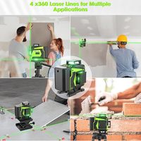 Niveau laser vert 4D professionnel de qualité industrielle, 16 lignes, auto-nivelant, pour pose de carrelage extérieur, avec garantie de 2 ans