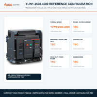 Disjoncteur à air YLW1-2500 ACB 1140V 800A 1000A 1250A 1600A 2000A 2500A Type extractible 3P 4P IEC60947-2 CQC IP30 50Hz