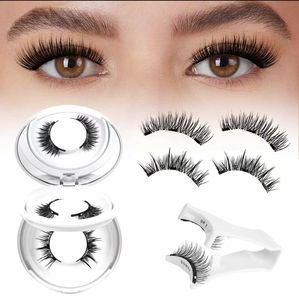 Cils magnétiques faits à la main avec applicateur, aspect naturel, cheveux synthétiques, réutilisables, kit de 4 paires de faux cils, application et retrait faciles - Product Image 2