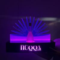 Présentoir à bouteilles LED en acrylique en forme de feuille de palmier personnalisé, illuminateur de bouteilles de vin, support d'affichage de champagne lumineux RGB