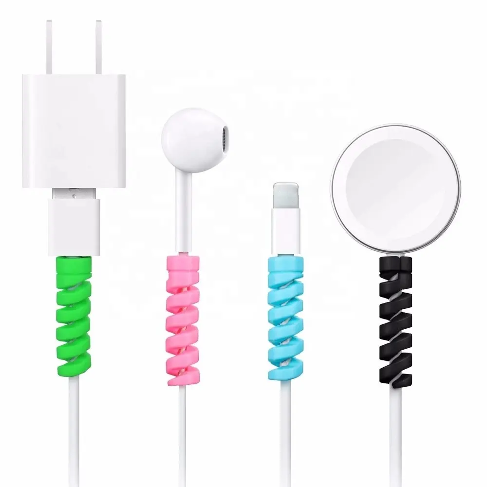 New Colorful Silicone Data Line Charger Spiral USB Cable Protector for iPhone Charging Cable Protection