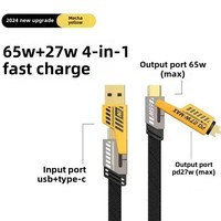 Kabel Data Pengisian Cepat 65W PD, USB-C ke USB 2.0, Lapisan TPE Tahan Lama, Dua-dalam-Satu, Sinkronisasi Kecepatan Tinggi untuk Ponsel