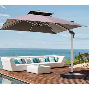 Outdoor garden beach parasol anti-UV waterproof 3m cantilever large patio umbrellas & bases