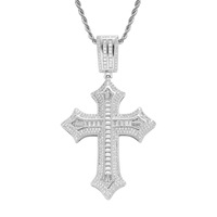 BESDZ0354 Pendentif carré en laiton de style européen et américain, hip-hop, avec zircon mélangé, cordon personnalisé, accessoires pour hommes