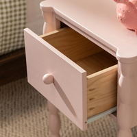 Table de chevet rose en bois pour enfants, design à tiges, avec tiroir de rangement, pour chambre de fille