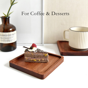 Custom Engraved Logo Modern Round Square Ebony Coaster Rustic Wooden Serving <strong>Plate</strong> for Food - Product Image 4